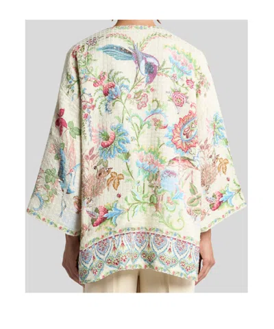 Etro Kesa Side Slit Cotton Blend Jacket In White
