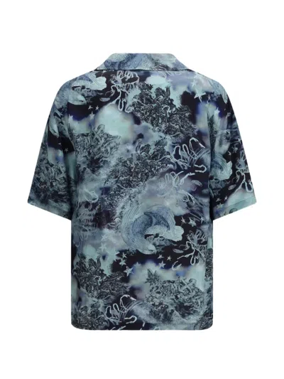 Off-white Multicolor Viscose Pattern Shirt In Blue