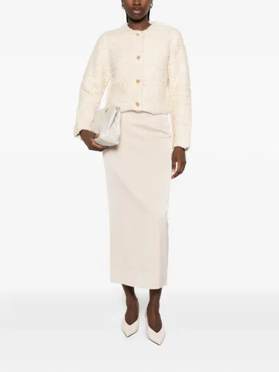 Frame The Shag Cropped Knitted Cardigan In White