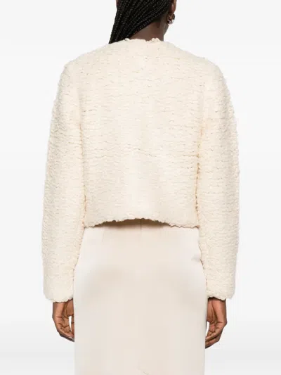 Frame The Shag Cropped Knitted Cardigan In White