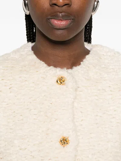 Frame The Shag Cropped Knitted Cardigan In White