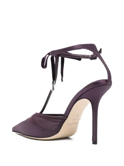 Jimmy Choo Afia Mesh 100 Satin And Ruched Tulle Sandal Sandals Violet In Purple