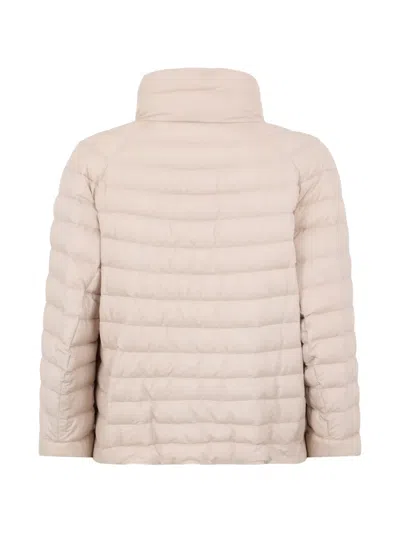 Moorer Snap-button Padded Jacket In Neutral