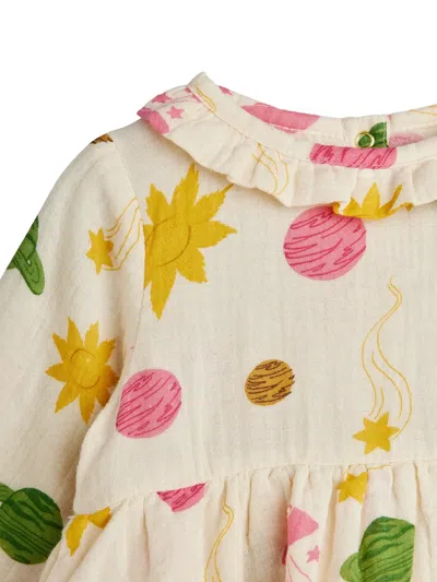 Mini Rodini Ruffled Printed Romper In Neutral