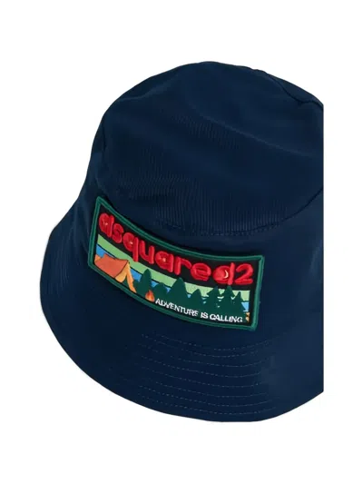 Dsquared2 Bucket Hat With Logo In Blue