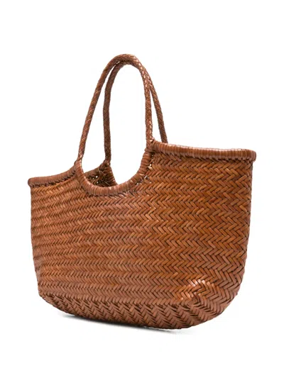 Dragon Diffusion Woven Basket Handle Backpack In Brown