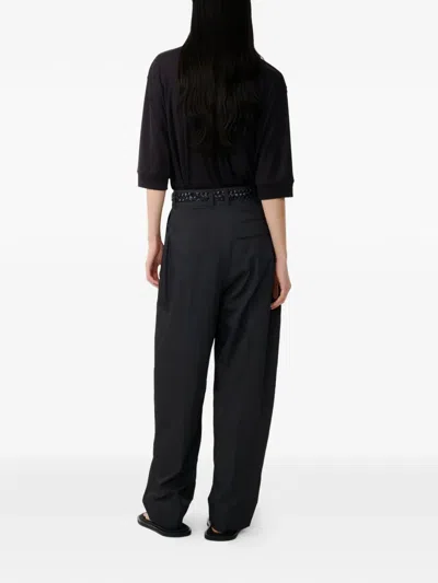 Studio Nicholson Lorem Button Grandad-collar Top In Black