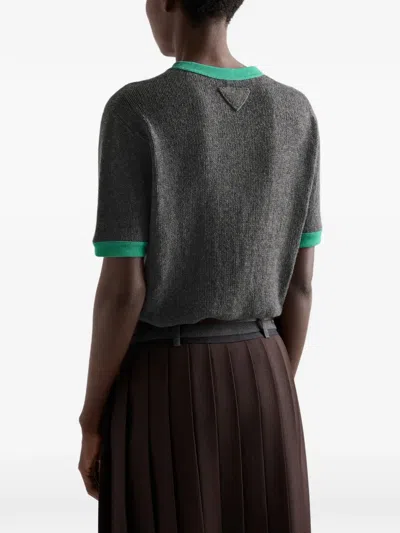 Prada Rundhalspullover Aus Kaschmir In Gray
