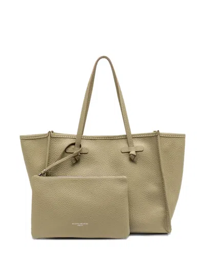 Gianni Chiarini Marcella Rectangular Neutral Pebbled Leather Tote In Green