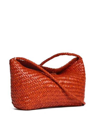 Dragon Diffusion Diagonal-pattern Foldover Shoulder Bag In Orange