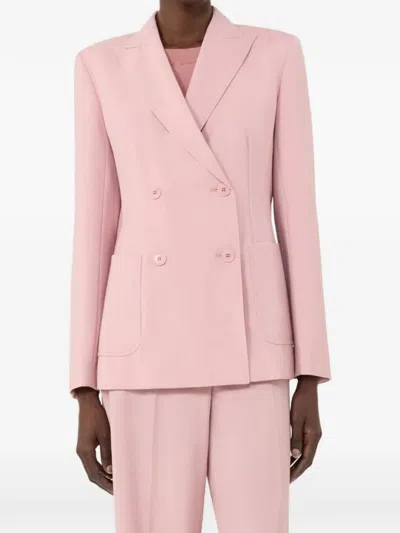 Weekend Max Mara Tailored Double Breasted Blazer Buttoned Cuffs In Pink