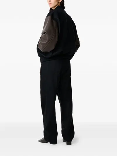 Studio Nicholson Alph Leather-sleeve Bomber Jacket In Black