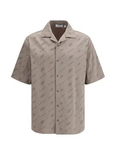 Off-white Monogram-print Short-sleeved Shirt In Brown