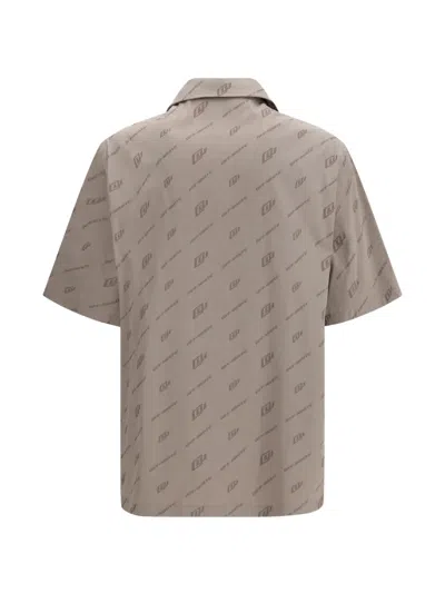 Off-white Monogram-print Short-sleeved Shirt In Brown