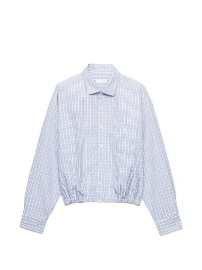 Prada Checked Buttoned Shirt In Blue
