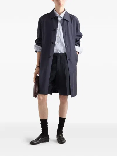 Prada Checked Buttoned Shirt In Blue