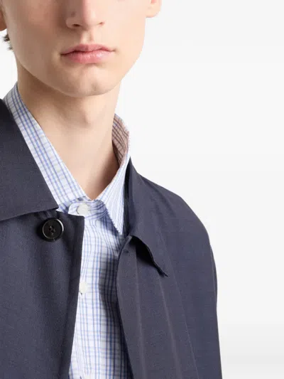 Prada Checked Buttoned Shirt In Blue