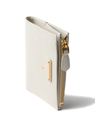 Prada Small Saffiano Leather Wallet In White