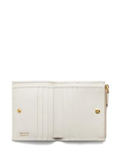 Prada Small Saffiano Leather Wallet In White