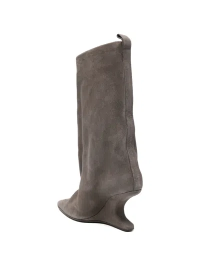 Rick Owens Cantilever Sharp Flared Boots In Gray