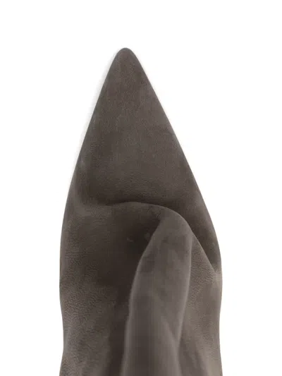 Rick Owens Cantilever Sharp Flared Boots In Gray