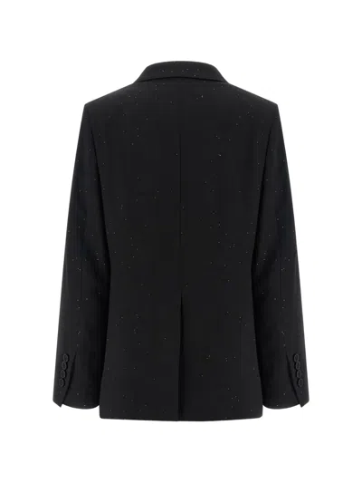 Herno Micro Sequin Double-breasted Blazer In Black