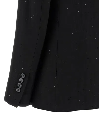 Herno Micro Sequin Double-breasted Blazer In Black