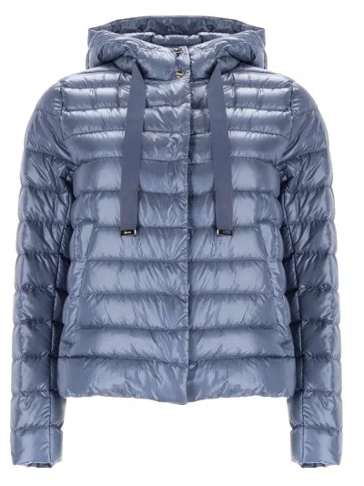 Herno Hooded Down Jacket Drawstring Long Sleeves In Blue