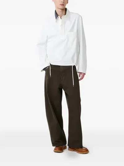 Studio Nicholson Salt Slub Cotton Twill Stowe Polo Shirt In White