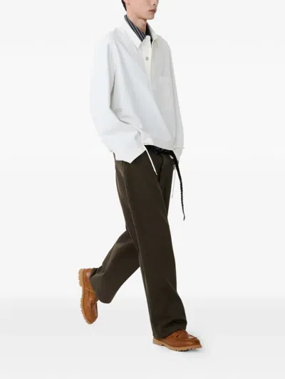 Studio Nicholson Salt Slub Cotton Twill Stowe Polo Shirt In White