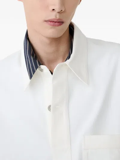 Studio Nicholson Salt Slub Cotton Twill Stowe Polo Shirt In White