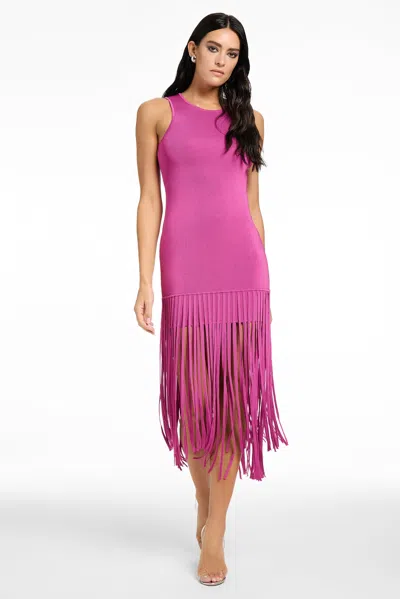 Toccin Margaux Mini Dress With Fringe In Pink