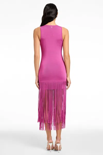 Toccin Margaux Mini Dress With Fringe In Pink