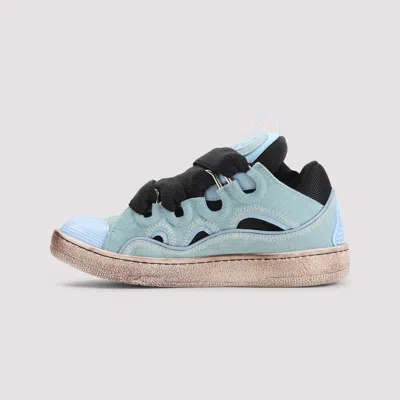 Lanvin Curb Oversized-laces Low-top Sneakers In Blue