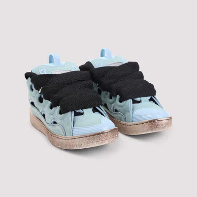 Lanvin Curb Oversized-laces Low-top Sneakers In Blue