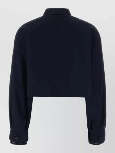 Prada Poplin Jacket Featuring Front Pockets Buttons In Blue