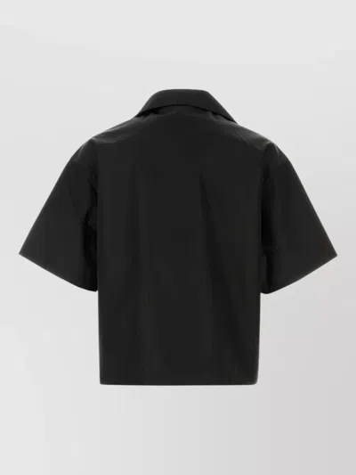 Prada Short Sleeve Collared Jacket Front Pocket In Black