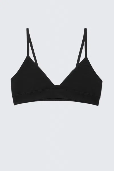 Weekday Soft Seamless Triangle Bra In Black