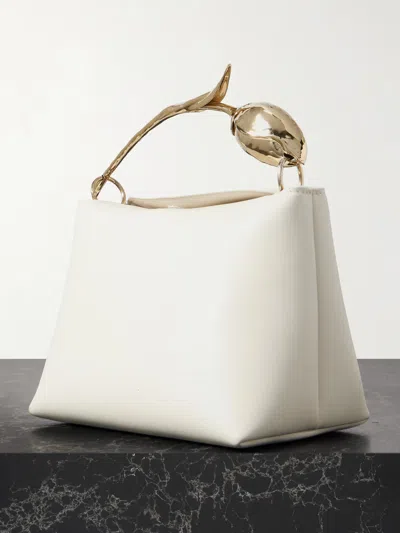 Erdem Womens Porcelain Bloom Mini Leather Top Handle Bag In White