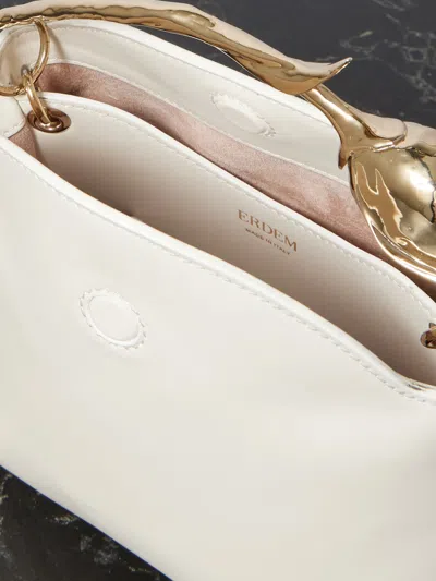 Erdem Womens Porcelain Bloom Mini Leather Top Handle Bag In White