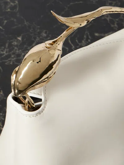 Erdem Womens Porcelain Bloom Mini Leather Top Handle Bag In White
