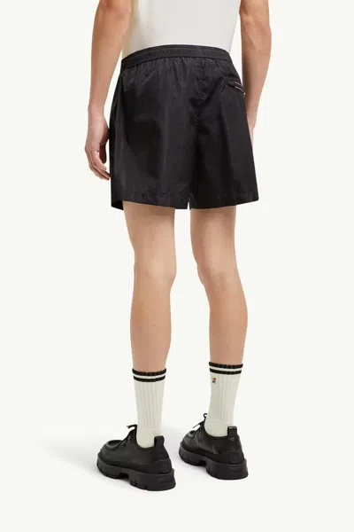 Moncler Logo Patch Detail Elastic Waist Swim Shorts In Black
