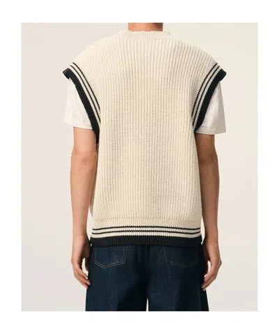 Ami Alexandre Mattiussi Ami Paris Ribbed Wool Sleeveless Ami De Coeur Sweater In Neutral