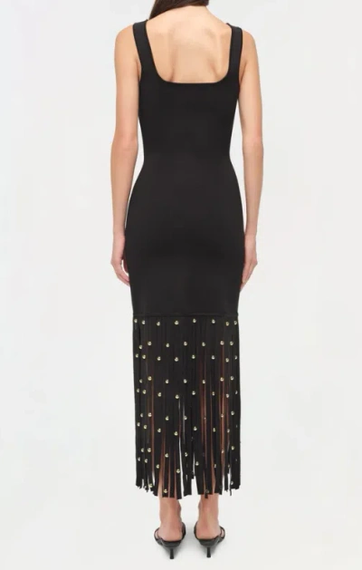 Simkhai Romelia Embellished Fringed Stretch-knit Midi Dress In Black