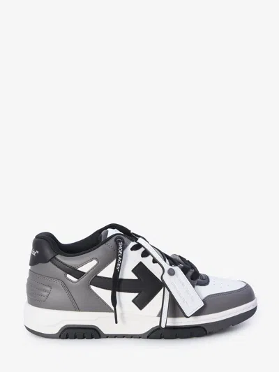 Off-white Out Of Office Grey Low Top Sneakers With Logo Patch On The Tongue And Contrasting Stitching In Leath In Gray