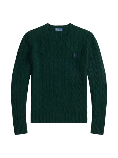 Ralph Lauren Crew Neck Sweater With Braids And Logo In Green