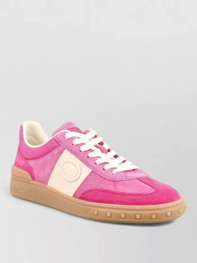 Valentino Low Top Sneakers Contrast Panels Rubber Sole In Pink