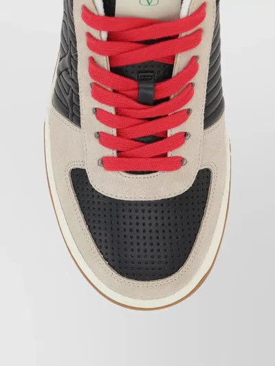 Valentino Garavani Sneakers Contrasting Panels Perforated Detailing Rubber Sole In Multi