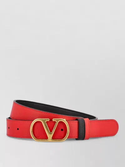 Valentino Designer Leather Belt Reversible Adjustable Length In Black