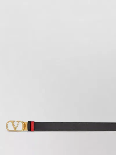Valentino Designer Leather Belt Reversible Adjustable Length In Black